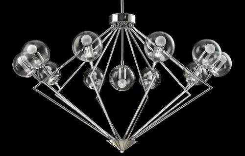 Люстра подвесная FABRICIO SP11 CHROME/TRANSPARENTE Crystal Lux прозрачная на 11 ламп, основание хром в стиле лофт шар фото 3